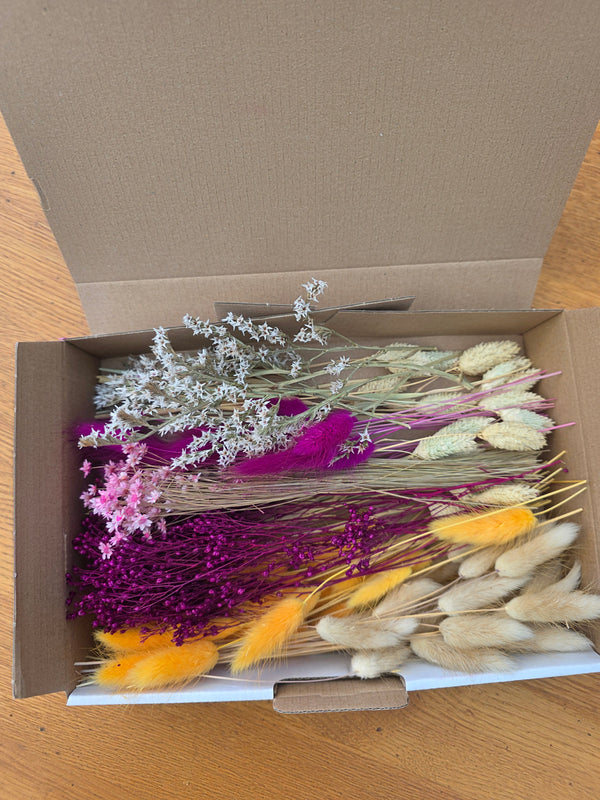 Trockenblumen Box Orange Lila