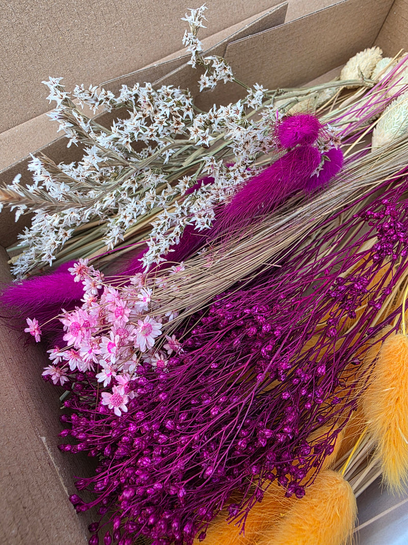 Trockenblumen Box Orange Lila