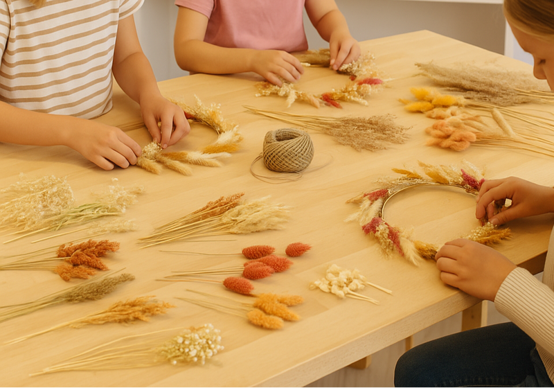Offener Kreativworkshop für Kids 27.09.25 -  Trockenblumenkranz basteln in Hennef