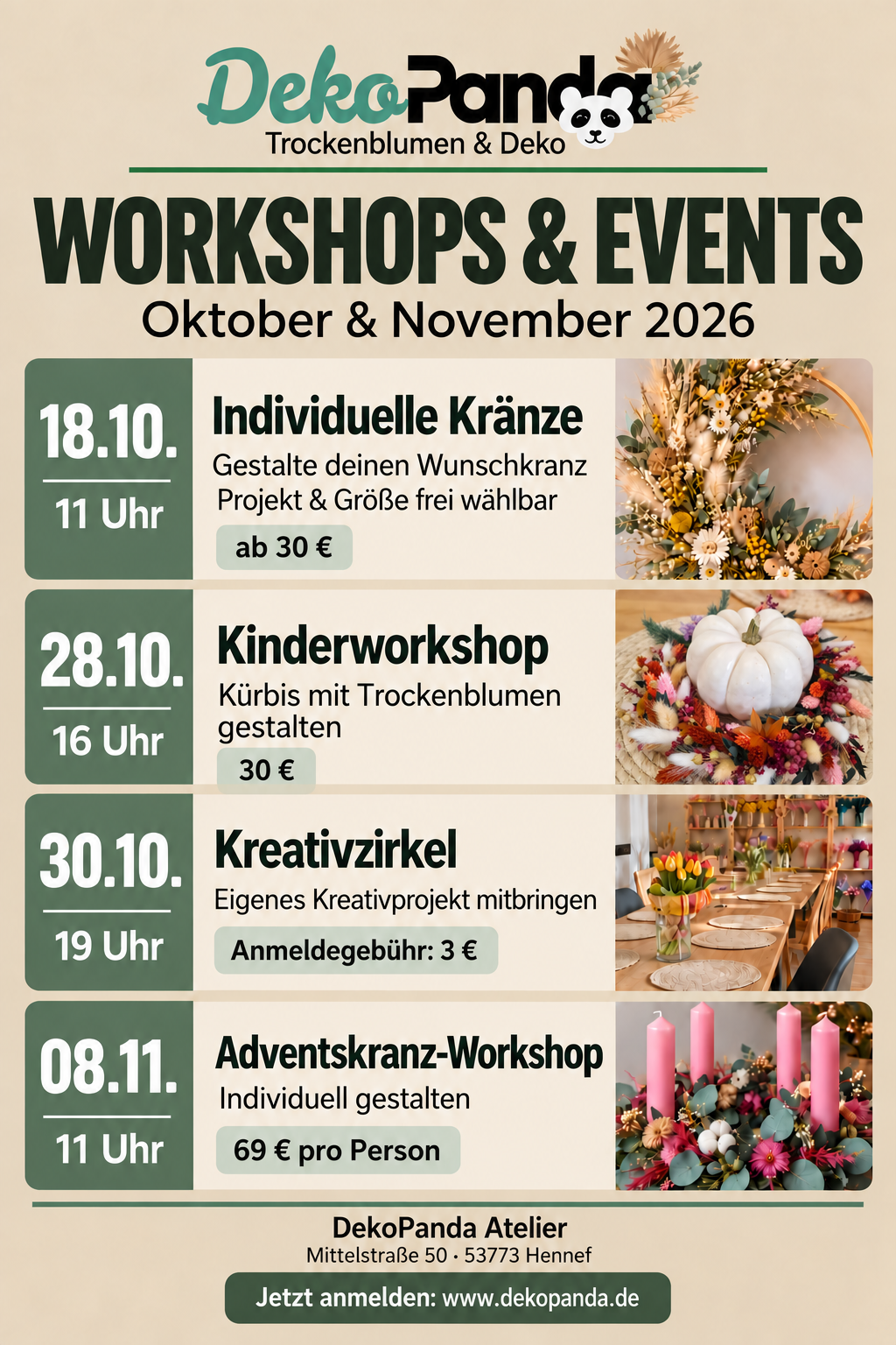 Termine im Oktober und November 2026