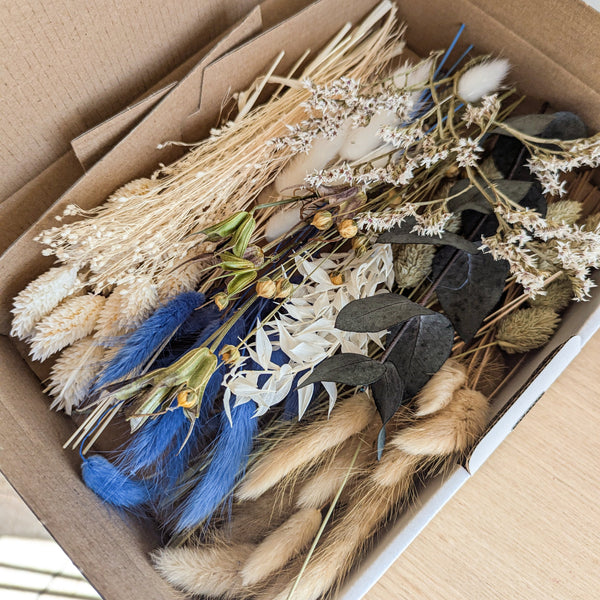 Trockenblumen Box Blau Natur – DIY Deko Set