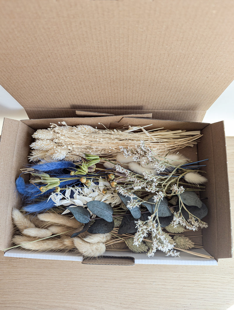 Trockenblumen Box Blau Natur – DIY Deko Set
