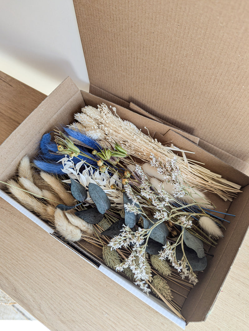 Trockenblumen Box Blau Natur – DIY Deko Set
