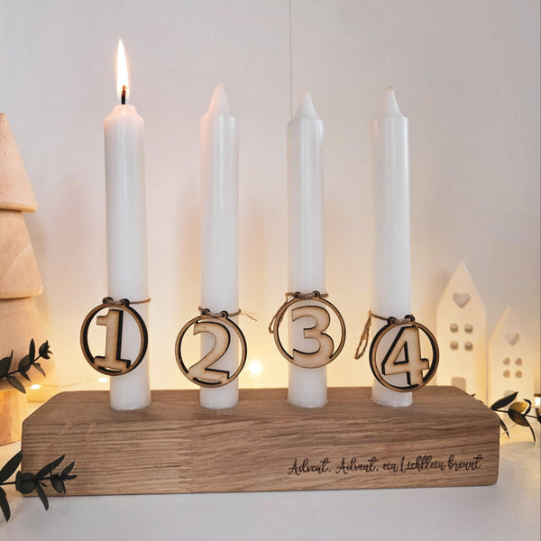 Adventskranz Kerzenständer aus massiver Eiche - DekoPanda