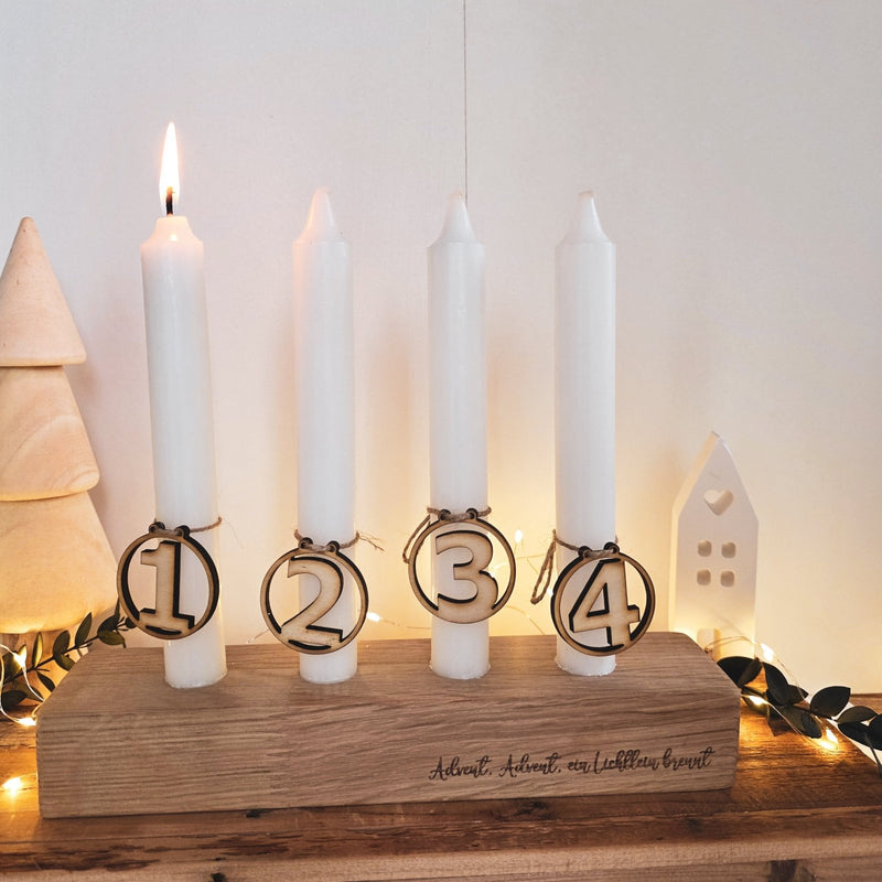 Adventskranz Kerzenständer aus massiver Eiche - DekoPanda