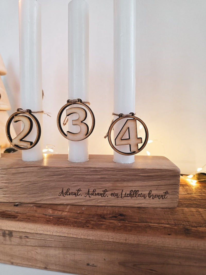 Adventskranz Kerzenständer aus massiver Eiche - DekoPanda