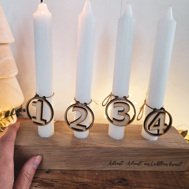 Adventskranz Kerzenständer aus massiver Eiche - DekoPanda