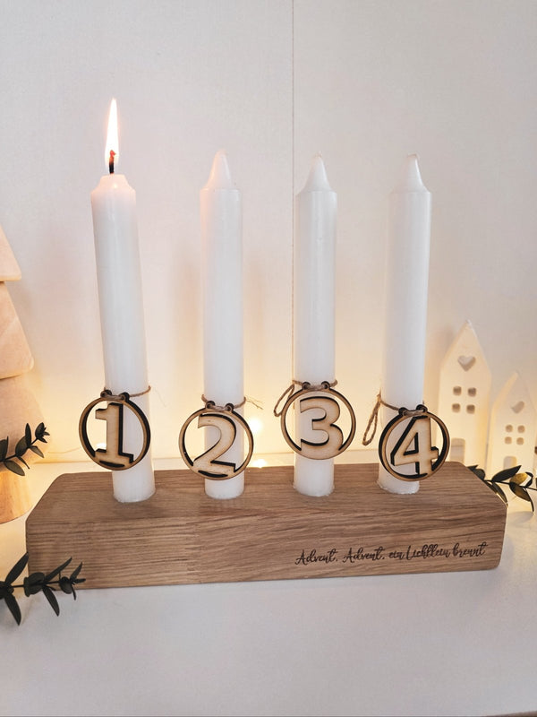 Adventskranz Kerzenständer aus massiver Eiche - DekoPanda
