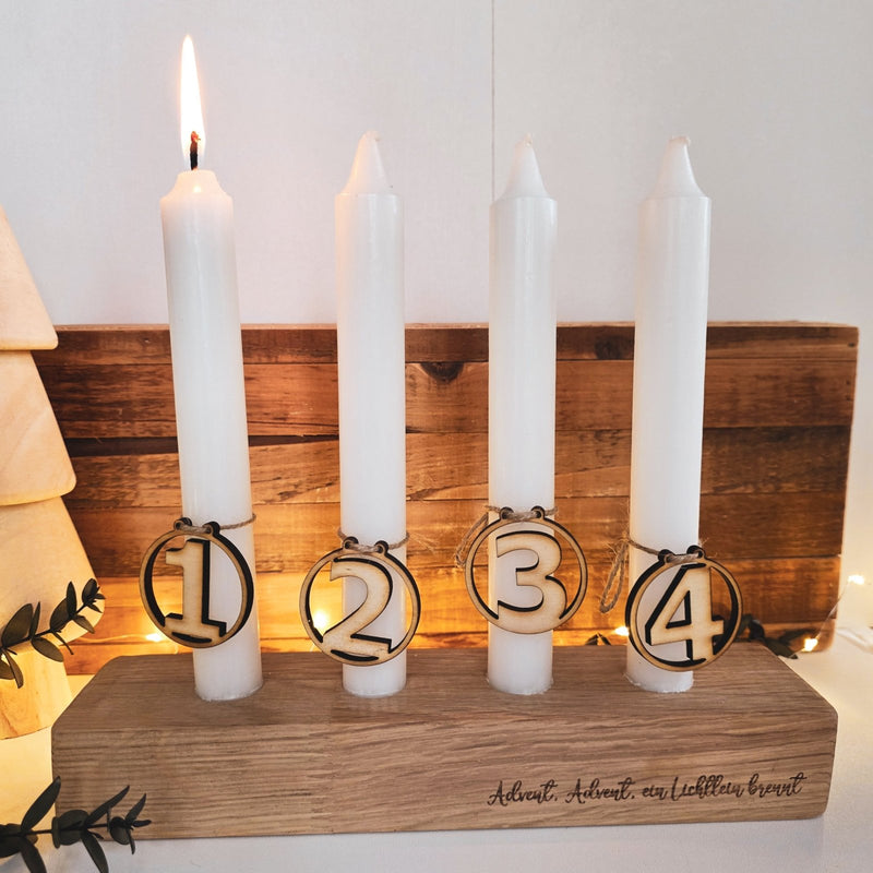 Adventskranz Kerzenständer aus massiver Eiche - DekoPanda