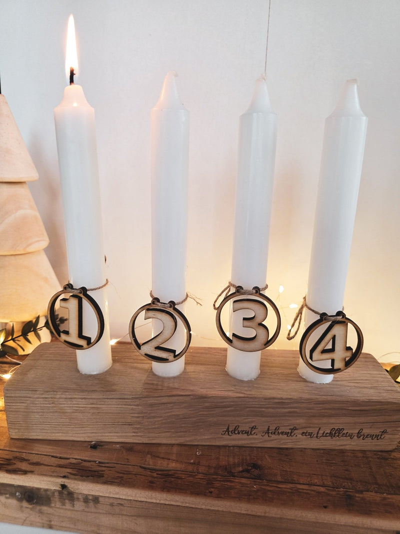 Adventskranz Kerzenständer aus massiver Eiche - DekoPanda
