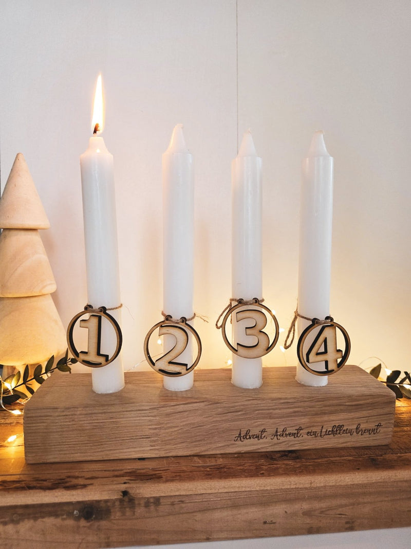 Adventskranz Kerzenständer aus massiver Eiche - DekoPanda