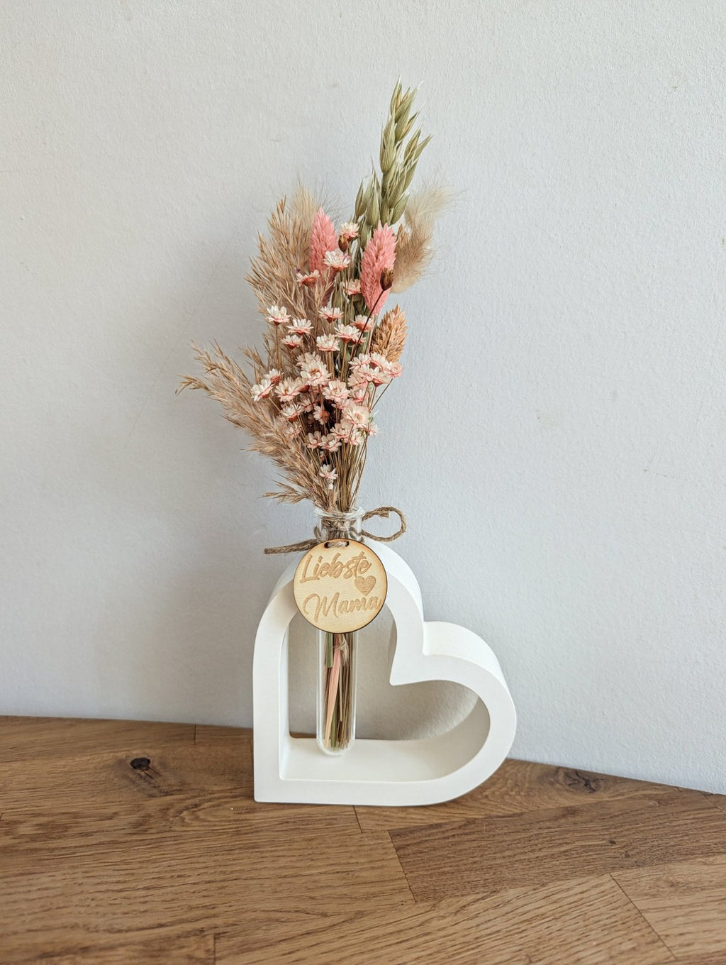 Herzvase aus Raysin mit Trockenblumen – DekoPanda