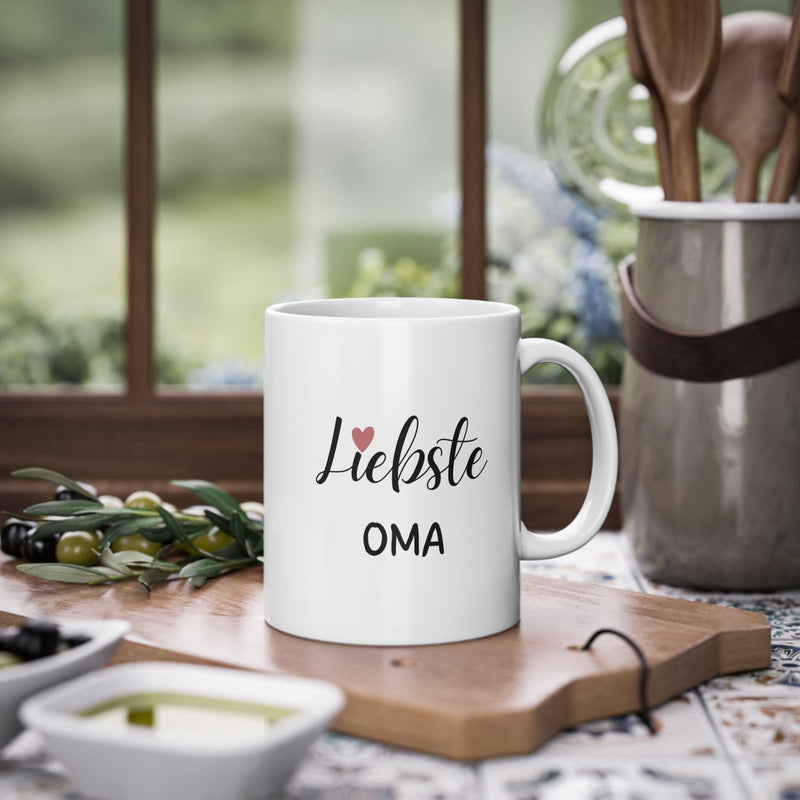 Keramiktasse mit Spruch "Liebste Oma" - DekoPanda