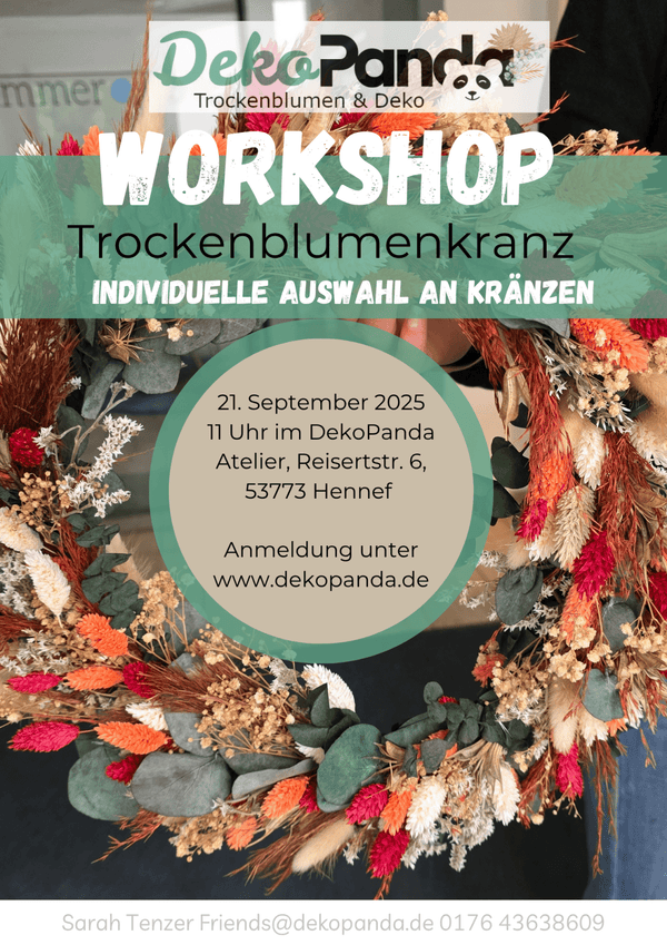 Offener Workshop Trockenblumenkranz 21.09.25 Hennef - DekoPanda