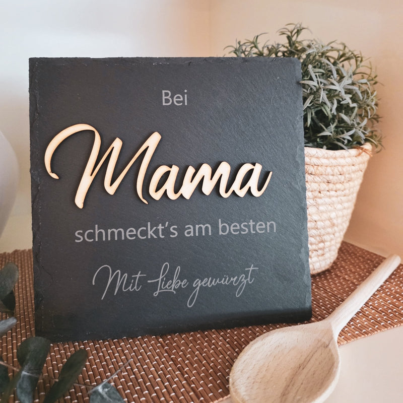 Personalisierte Schieferplatte "Mama" - DekoPanda