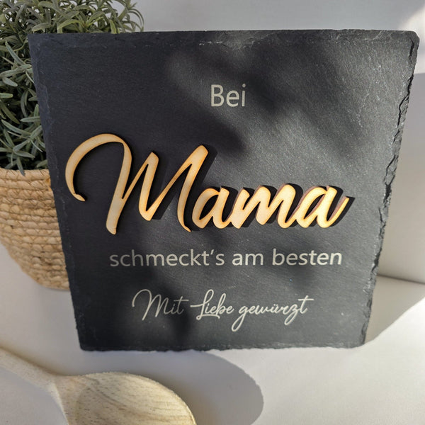 Personalisierte Schieferplatte "Mama" - DekoPanda
