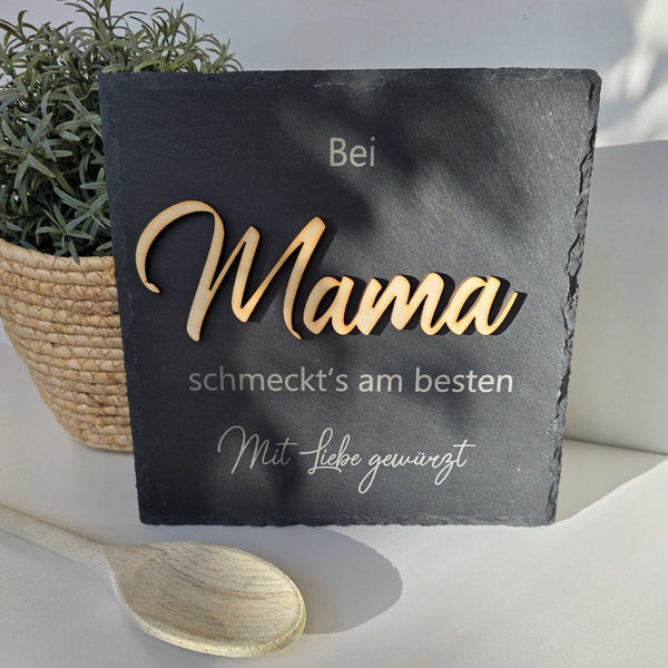 Personalisierte Schieferplatte "Mama" - DekoPanda