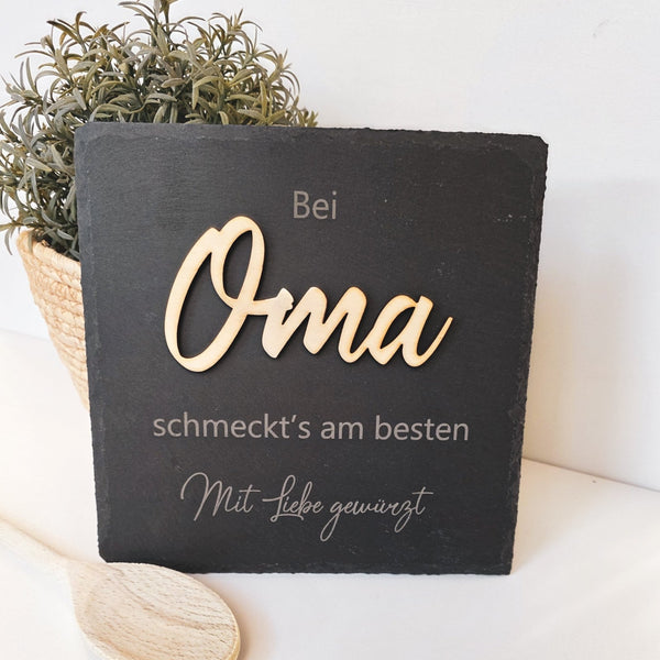 Personalisierte Schieferplatte "Oma" - DekoPanda