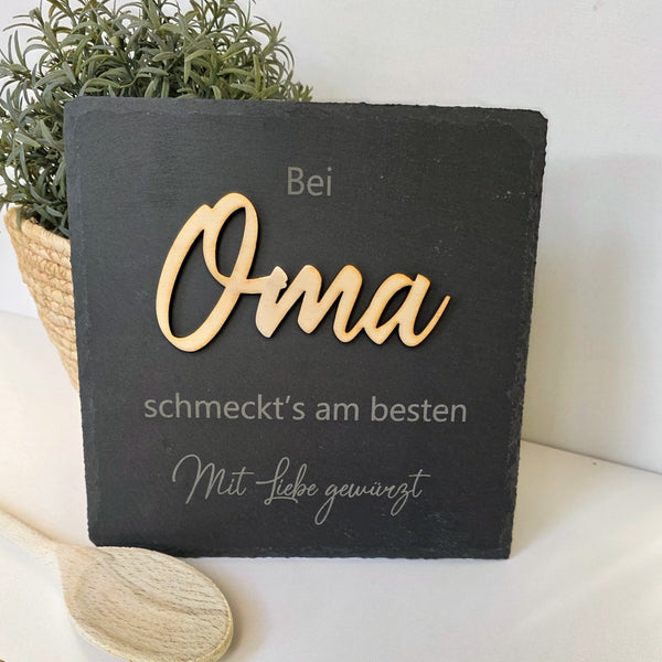 Personalisierte Schieferplatte "Oma" - DekoPanda