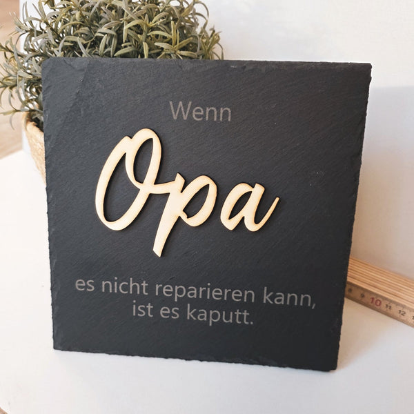 Personalisierte Schieferplatte "Opa" - DekoPanda
