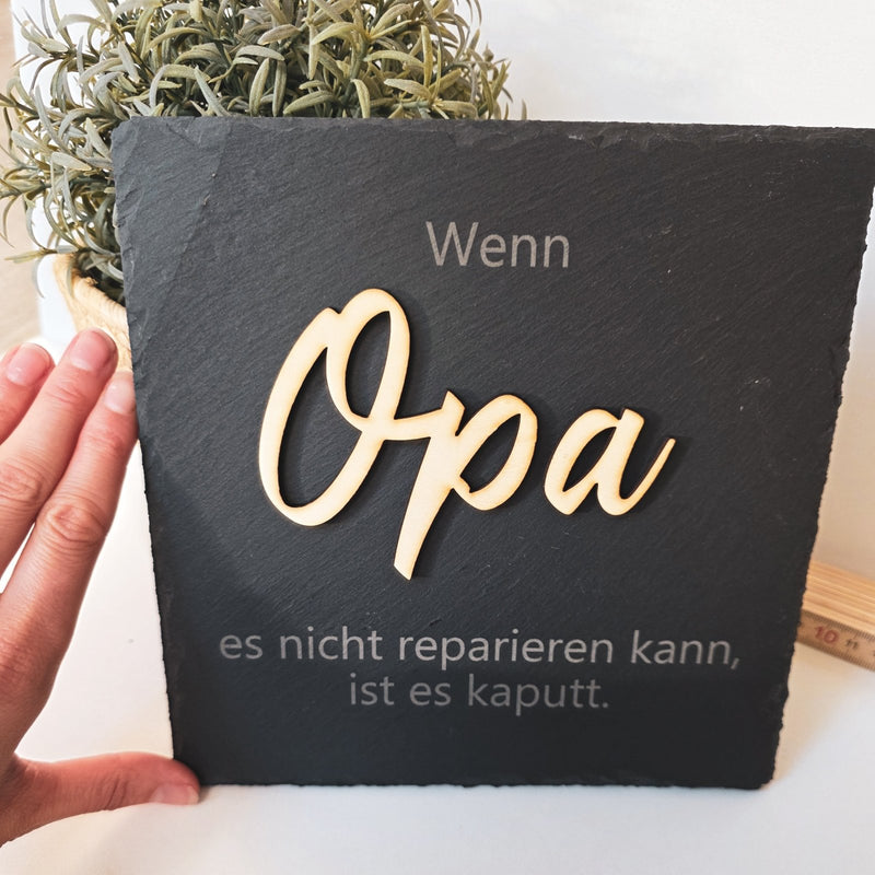 Personalisierte Schieferplatte "Opa" - DekoPanda