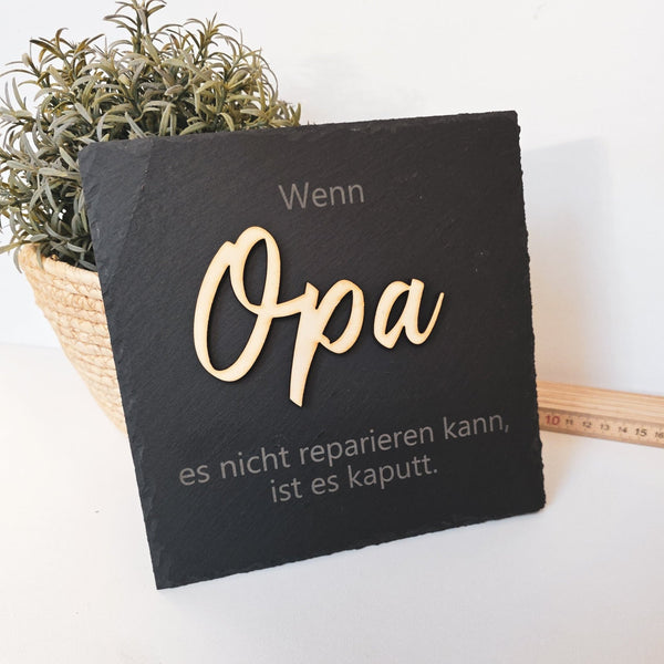 Personalisierte Schieferplatte "Opa" - DekoPanda
