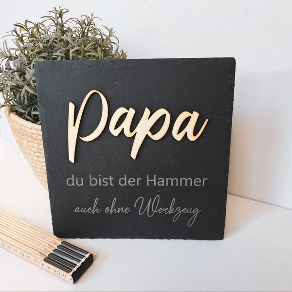Personalisierte Schieferplatte "Papa" - DekoPanda