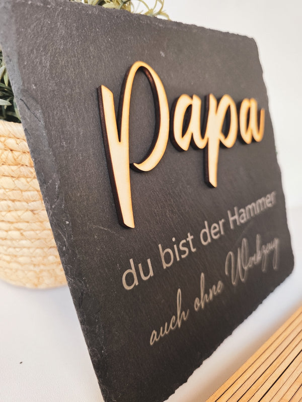 Personalisierte Schieferplatte "Papa" - DekoPanda