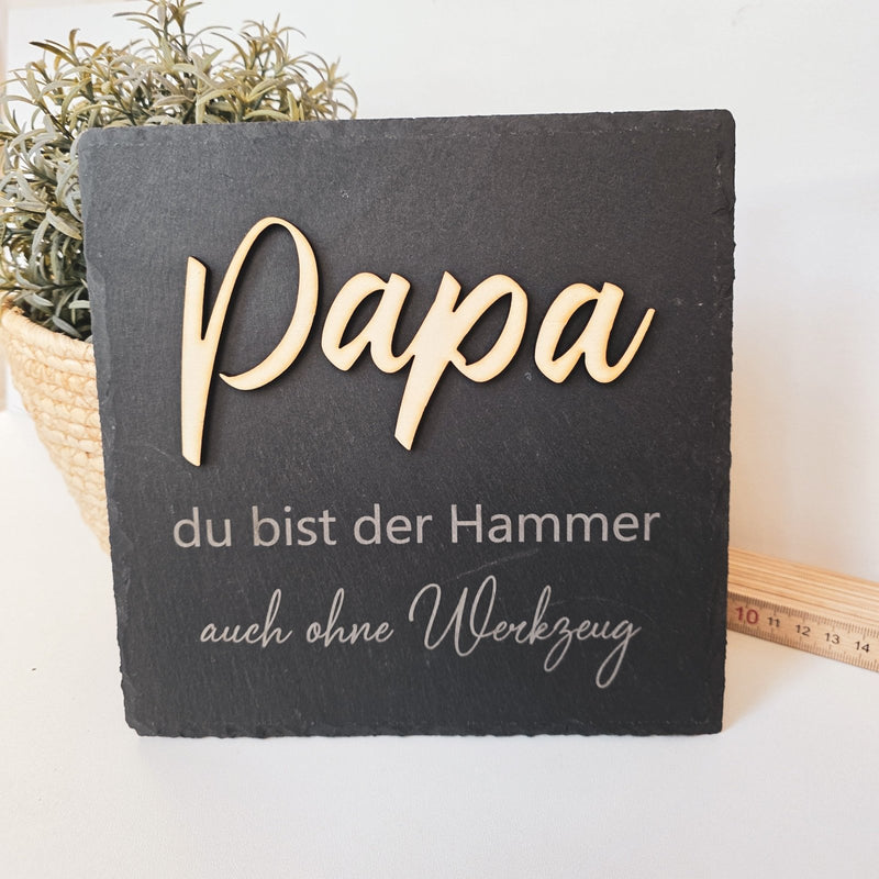 Personalisierte Schieferplatte "Papa" - DekoPanda