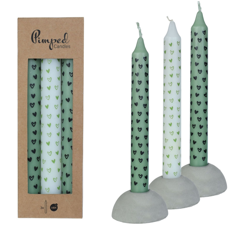 25 Stabkerzen Eukalyptus Grün - Kurze Spitzkerzen Aus Deutschland Für Tischdekoration