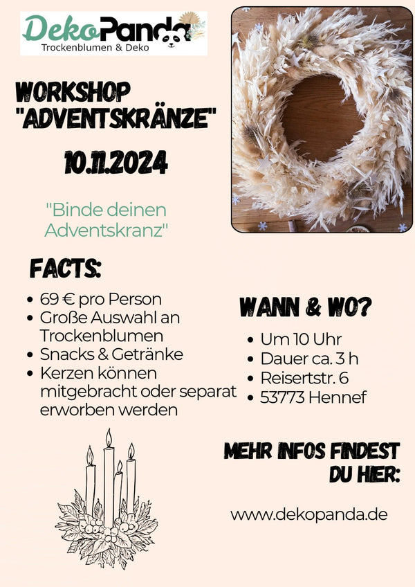 Ticket Workshop Adventskranz Hennef 10.11.2024 - DekoPanda