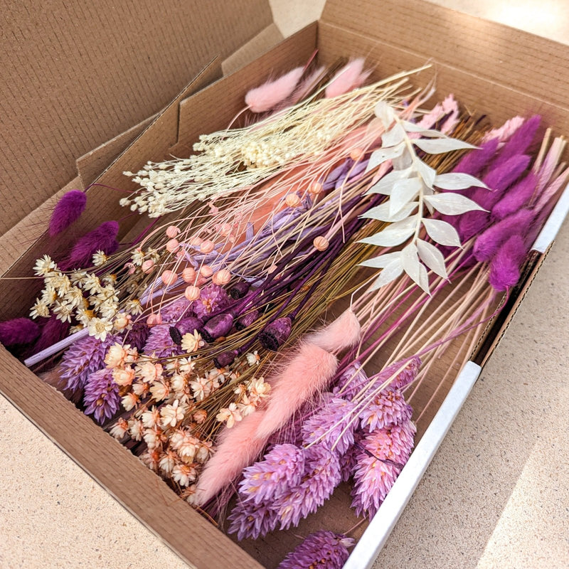 Trockenblumen Mix Box Lila/Rosa - DekoPanda