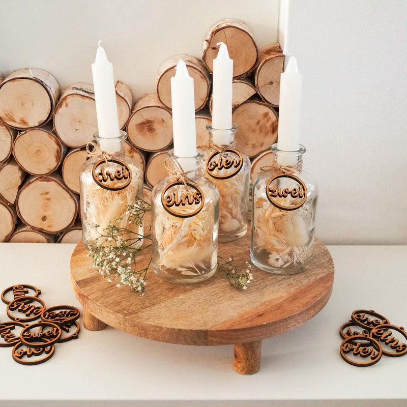 Adventskranz aus Kerzengläsern mit Trockenblumen - DekoPanda