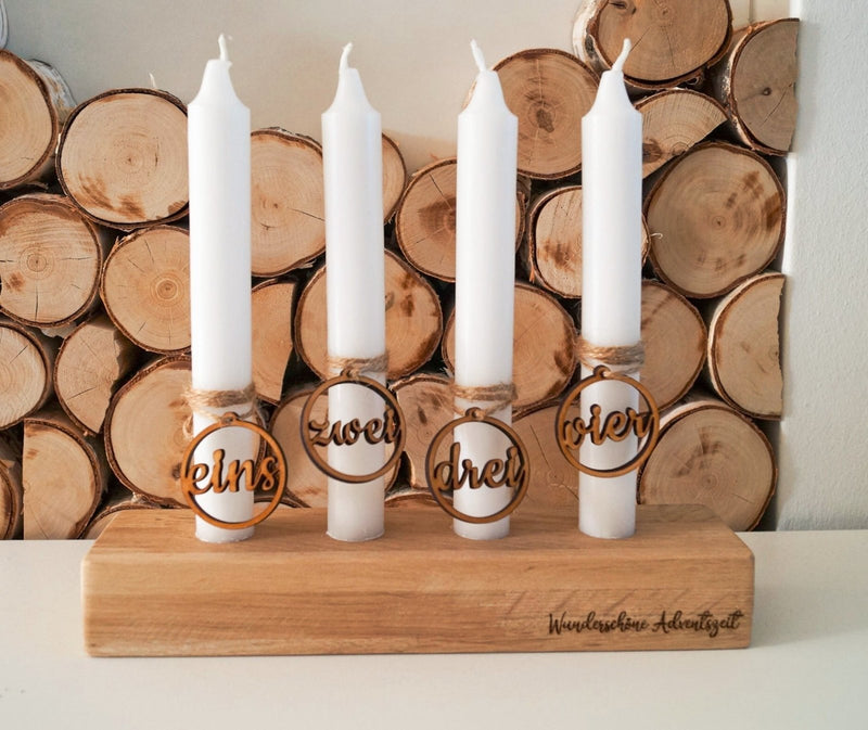 Adventskranz Kerzenständer aus massiver Eiche - DekoPanda