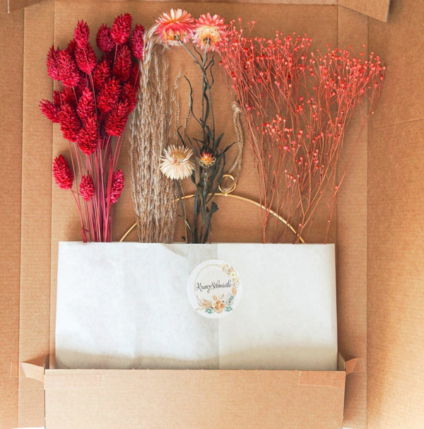 DIY Kreativ-Set für Trockenblumenkranz "Letter-Box" Rosa - DekoPanda