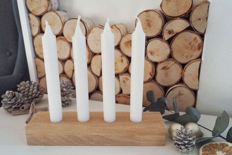 Handgemachter Kerzenständer aus massiver Eiche - DekoPanda