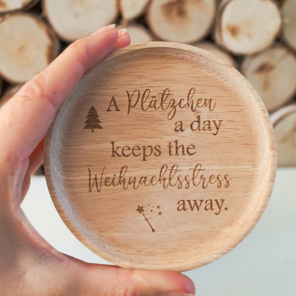 Keksdose mit Holzdeckel und Spruch - DekoPanda