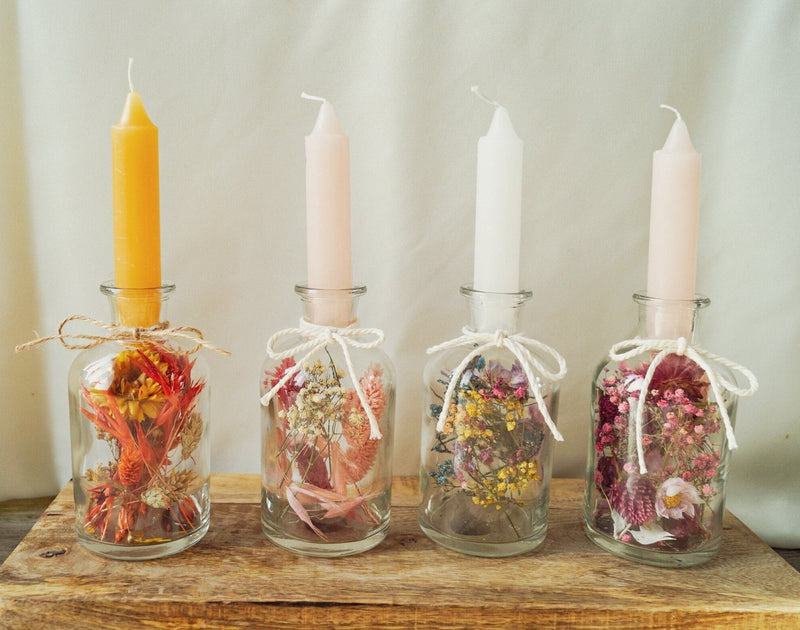 Kerzenglas mit Trockenblumen "Colourful" - DekoPanda