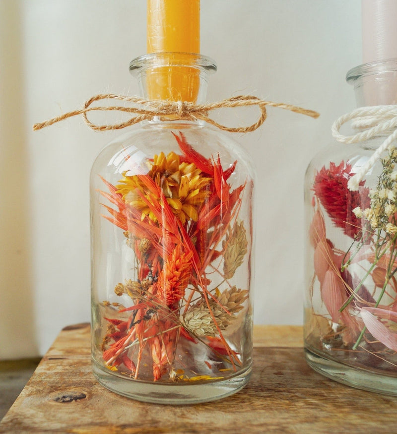 Kerzenglas mit Trockenblumen "Colourful" - DekoPanda