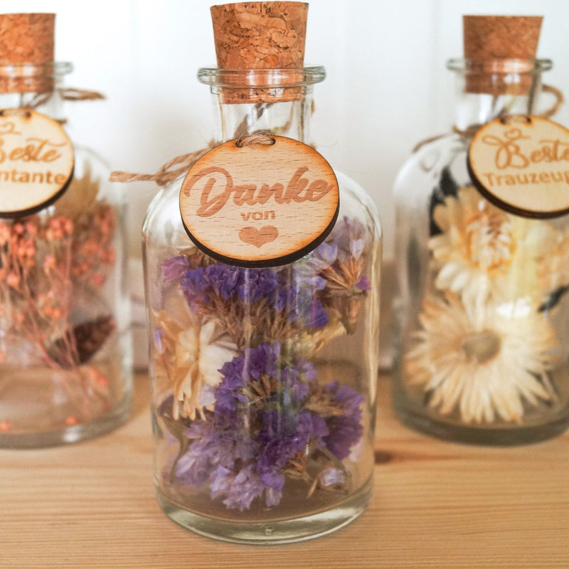 Kerzenglas mit Trockenblumen und Personalisierung - DekoPanda